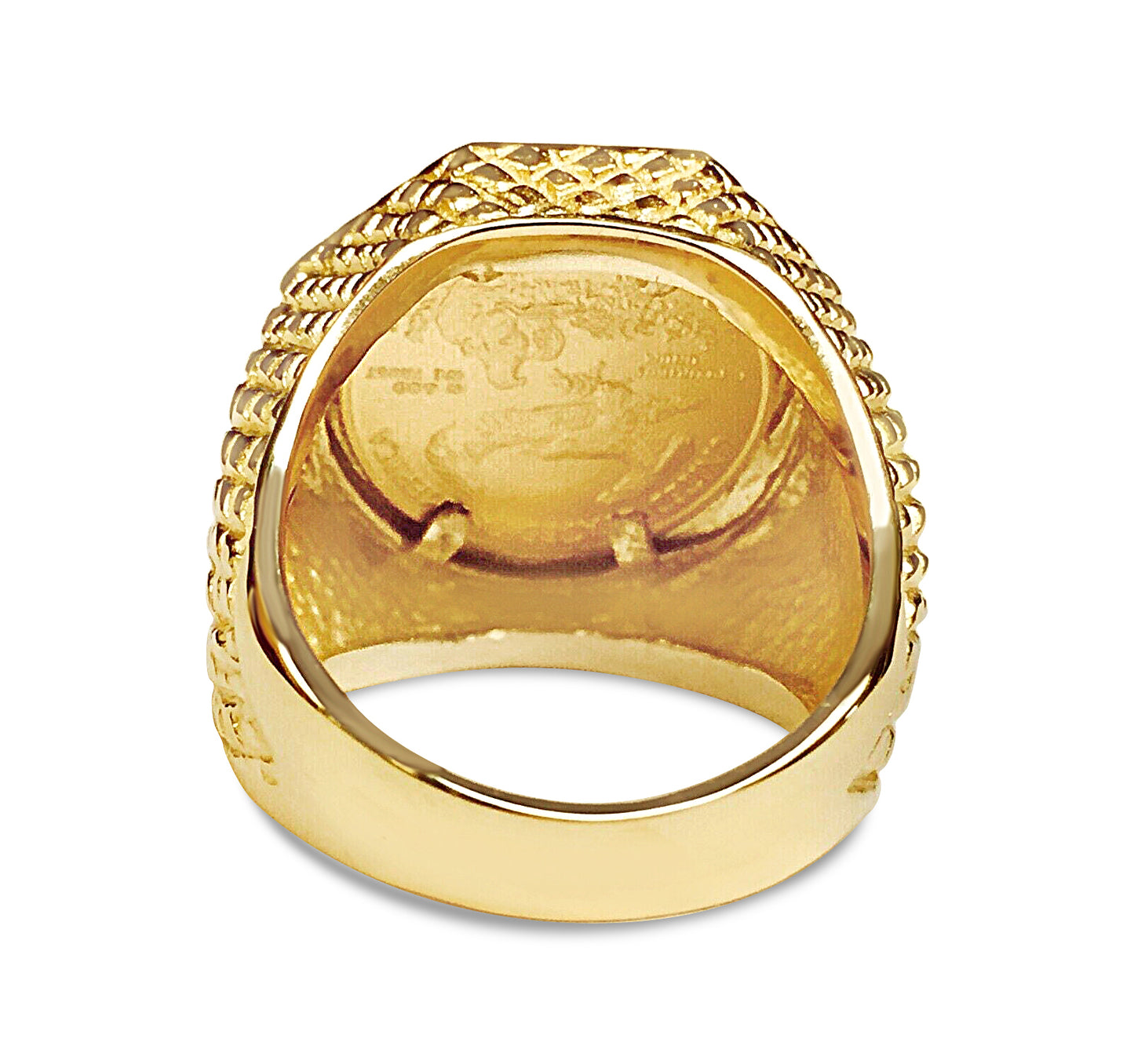 Fancy Solid White/Yellow/Rose Gold Handmade Coin Ring , 1/10oz Coin ,