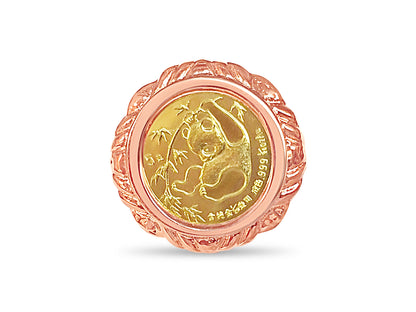 Fancy Solid White/Yellow/Rose Gold Handmade Coin Ring , Chinese Panda Bear Coin ,