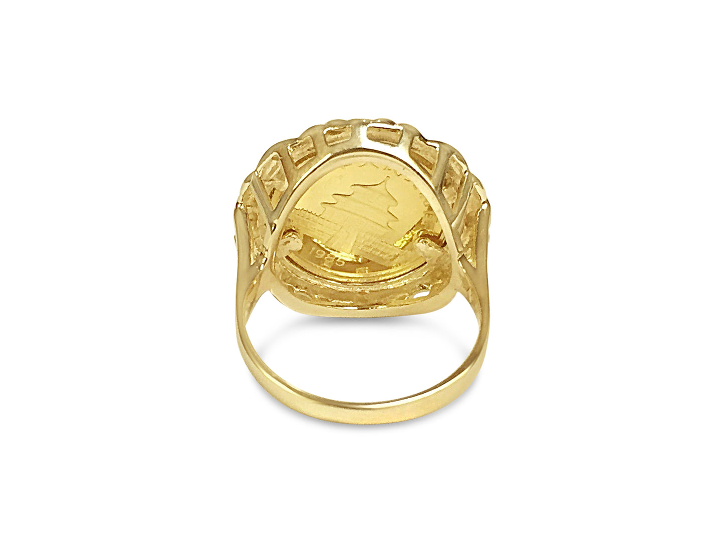 Fancy Solid White/Yellow/Rose Gold Handmade Coin Ring , Chinese Panda Bear Coin ,