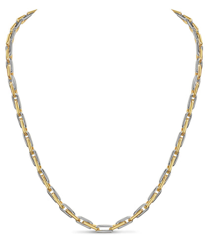 Fancy Rolo Solid White/Yellow/Rose Gold Handmade Necklace , 5mm, 16-30 Inch