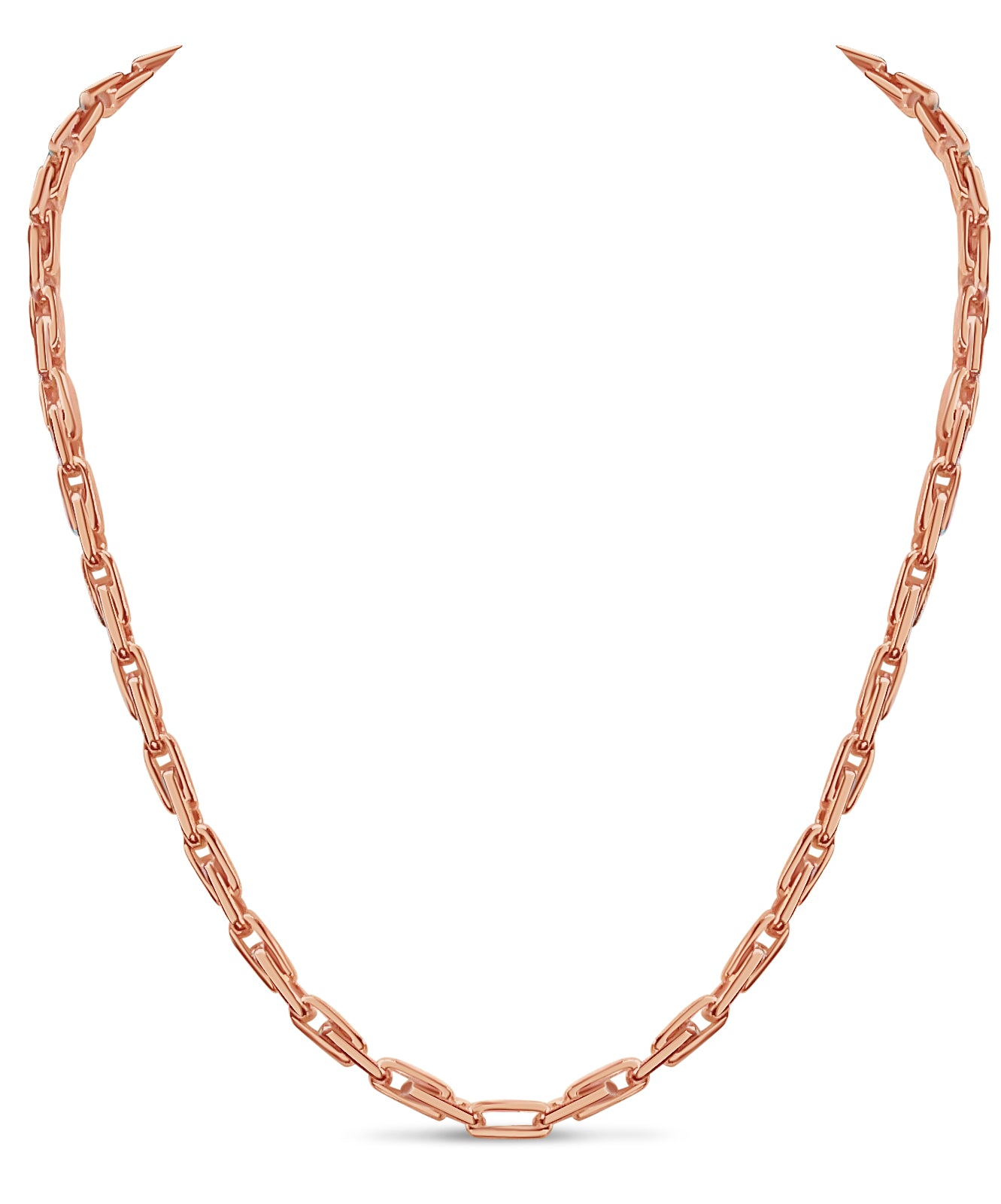 Fancy Rolo Solid White/Yellow/Rose Gold Handmade Necklace , 5mm, 16-30 Inch