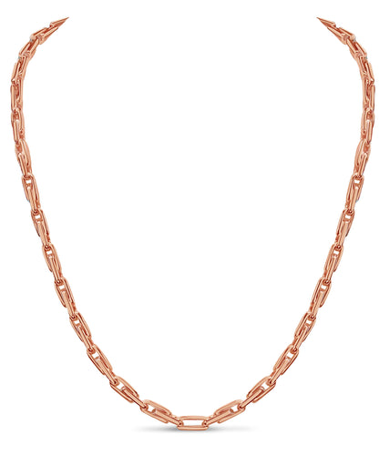 Fancy Rolo Solid White/Yellow/Rose Gold Handmade Necklace , 5mm, 16-30 Inch