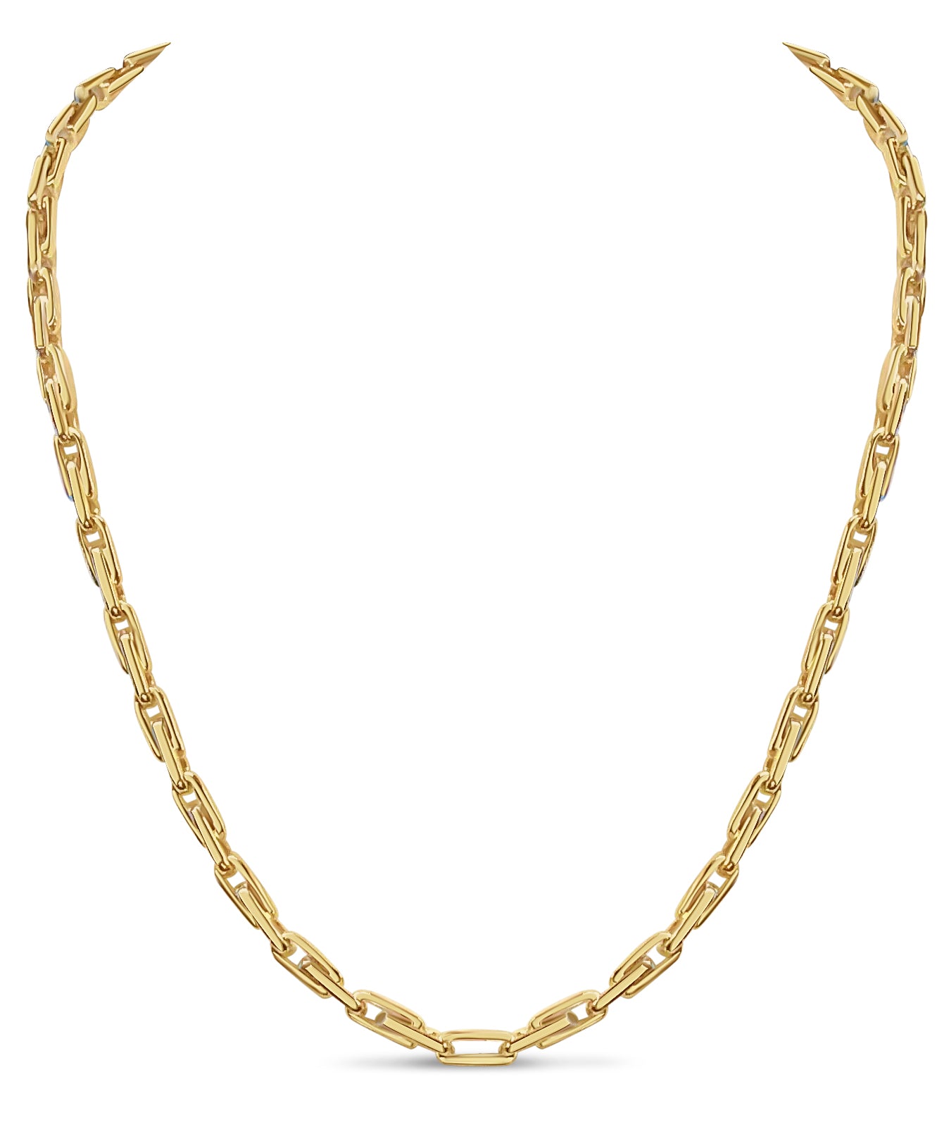 Fancy Rolo Solid White/Yellow/Rose Gold Handmade Necklace , 5mm, 16-30 Inch