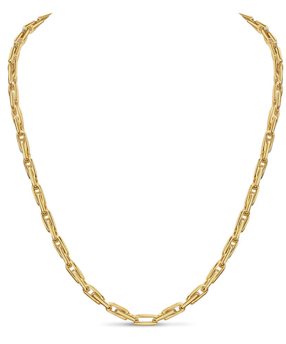 Fancy Rolo Solid White/Yellow/Rose Gold Handmade Necklace , 5mm, 16-30 Inch