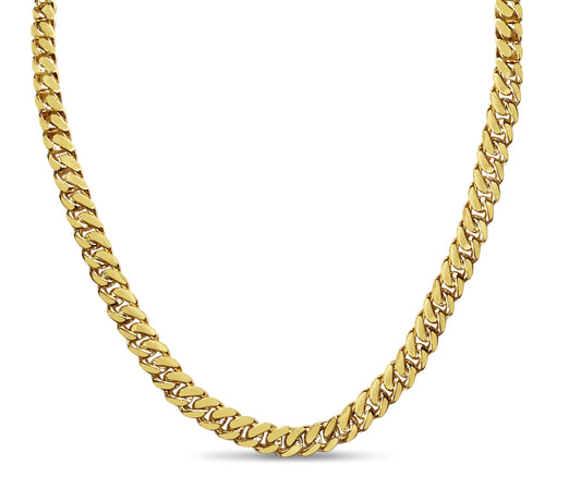 Miami Cuban Solid White/Yellow/Rose Gold Handmade Necklace , 7mm, 16-30 Inch