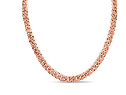 Miami Cuban Solid White/Yellow/Rose Gold Handmade Necklace , 8mm, 16-30 Inch