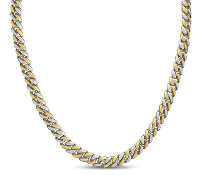 Miami Cuban Solid White/Yellow/Rose Gold Handmade Necklace , 7mm, 16-30 Inch