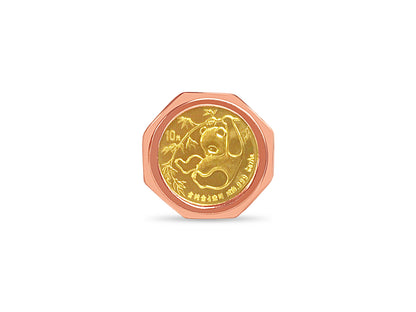 Fancy Solid White/Yellow/Rose Gold Handmade Coin Ring , Chinese Panda Bear Coin ,