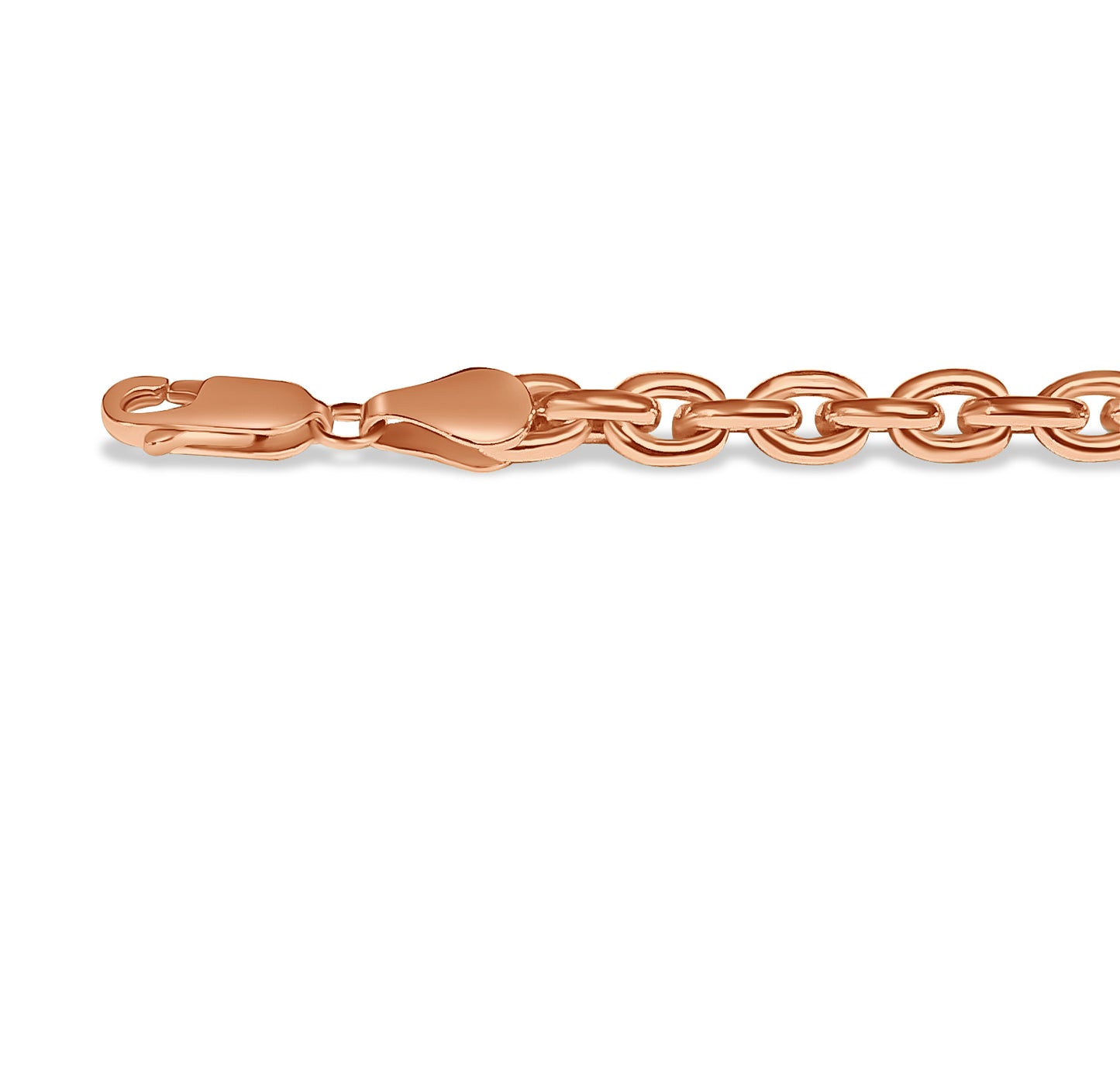 Fancy Rolo Solid White/Yellow/Rose Gold Handmade Bracelet , 5mm, 6.5-10 Inch