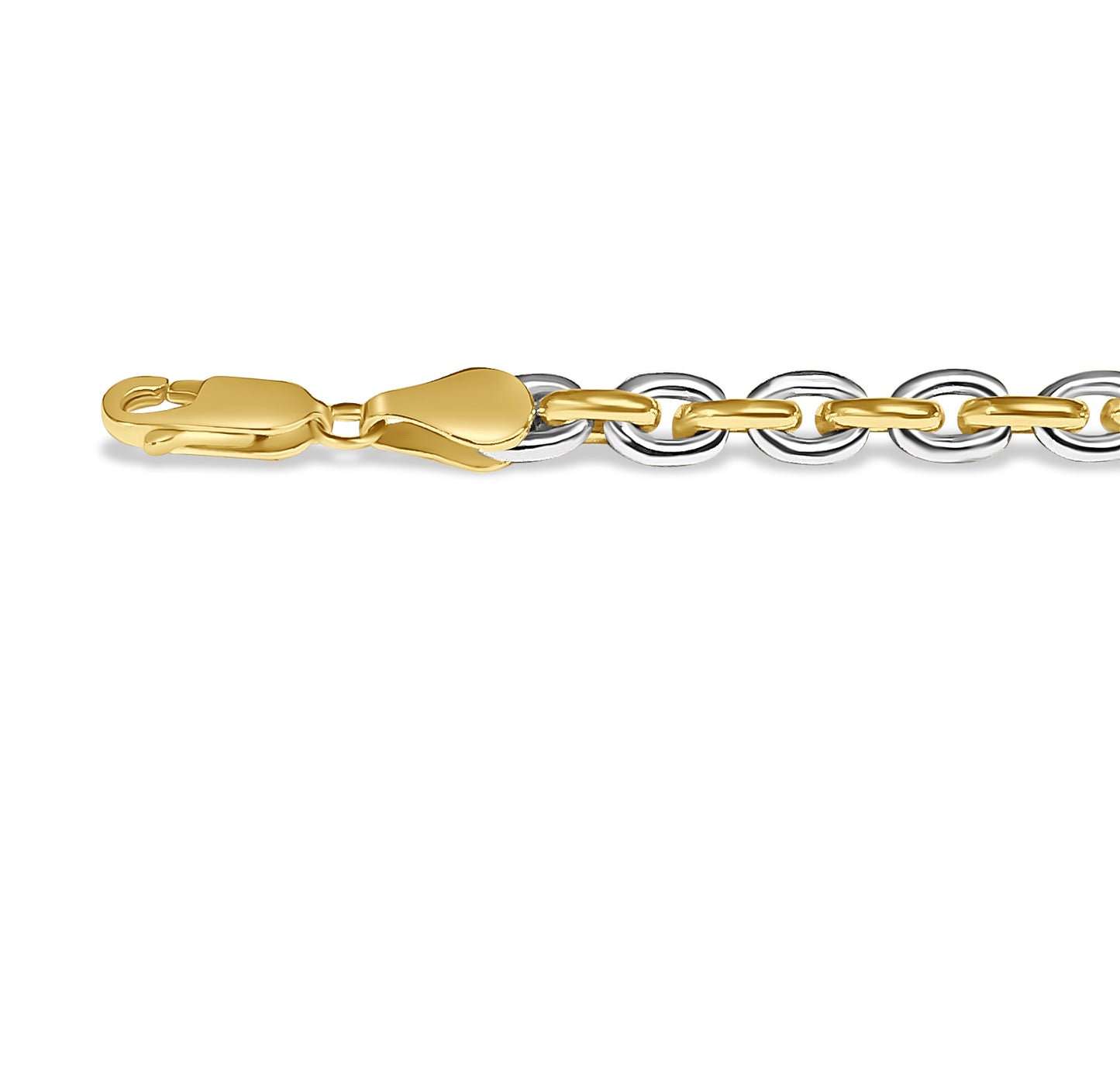 Fancy Rolo Solid White/Yellow/Rose Gold Handmade Bracelet , 5mm, 6.5-10 Inch