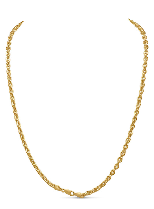 Fancy Rolo Solid White/Yellow/Rose Gold Handmade Necklace , 5mm, 16-30 Inch