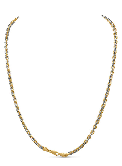 Fancy Rolo Solid White/Yellow/Rose Gold Handmade Necklace , 5mm, 16-30 Inch