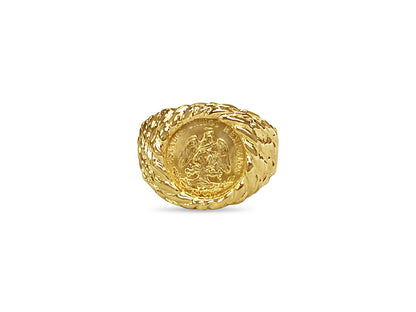 Nugget Solid White/Yellow/Rose Gold Handmade Coin Ring , Dos Pesos Coin ,