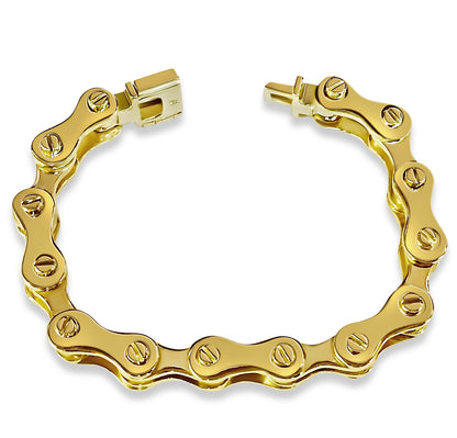 Motorcycle/Bike Chain Solid White/Yellow/Rose Gold Handmade Bracelet , 11mm, 6.5-10 Inch