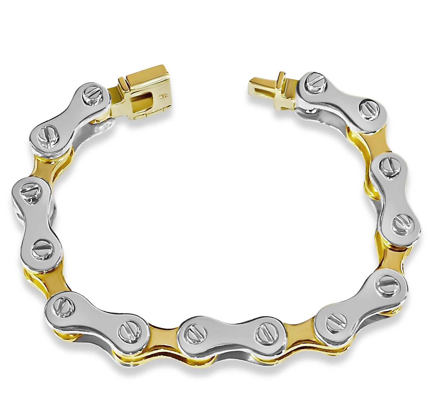 Motorcycle/Bike Chain Solid White/Yellow/Rose Gold Handmade Bracelet , 11mm, 6.5-10 Inch