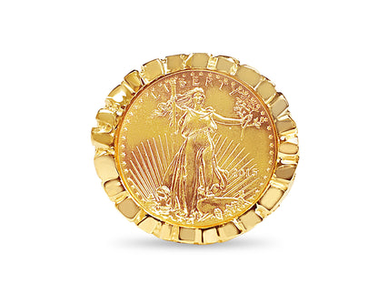 Nugget Solid White/Yellow/Rose Gold Handmade Coin Ring , 1/4oz Coin ,