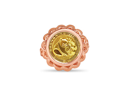 Fancy Ladies Solid White/Yellow/Rose Gold Handmade Coin Ring , Chinese Panda Bear Coin ,