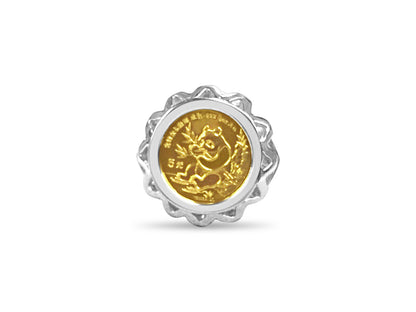 Fancy Ladies Solid White/Yellow/Rose Gold Handmade Coin Ring , Chinese Panda Bear Coin ,