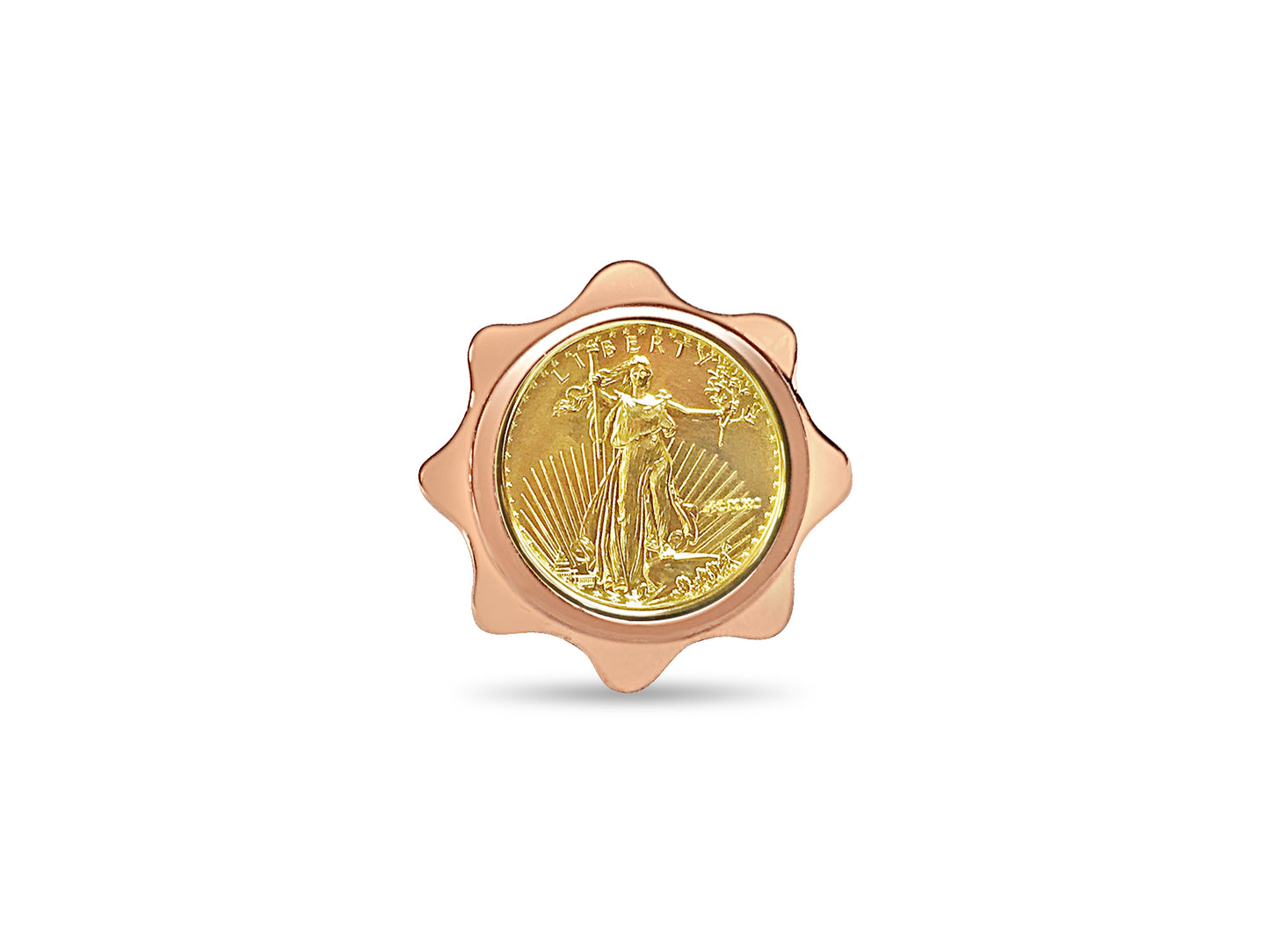 Fancy Ladies Solid White/Yellow/Rose Gold Handmade Coin Ring , 1/10oz Coin ,