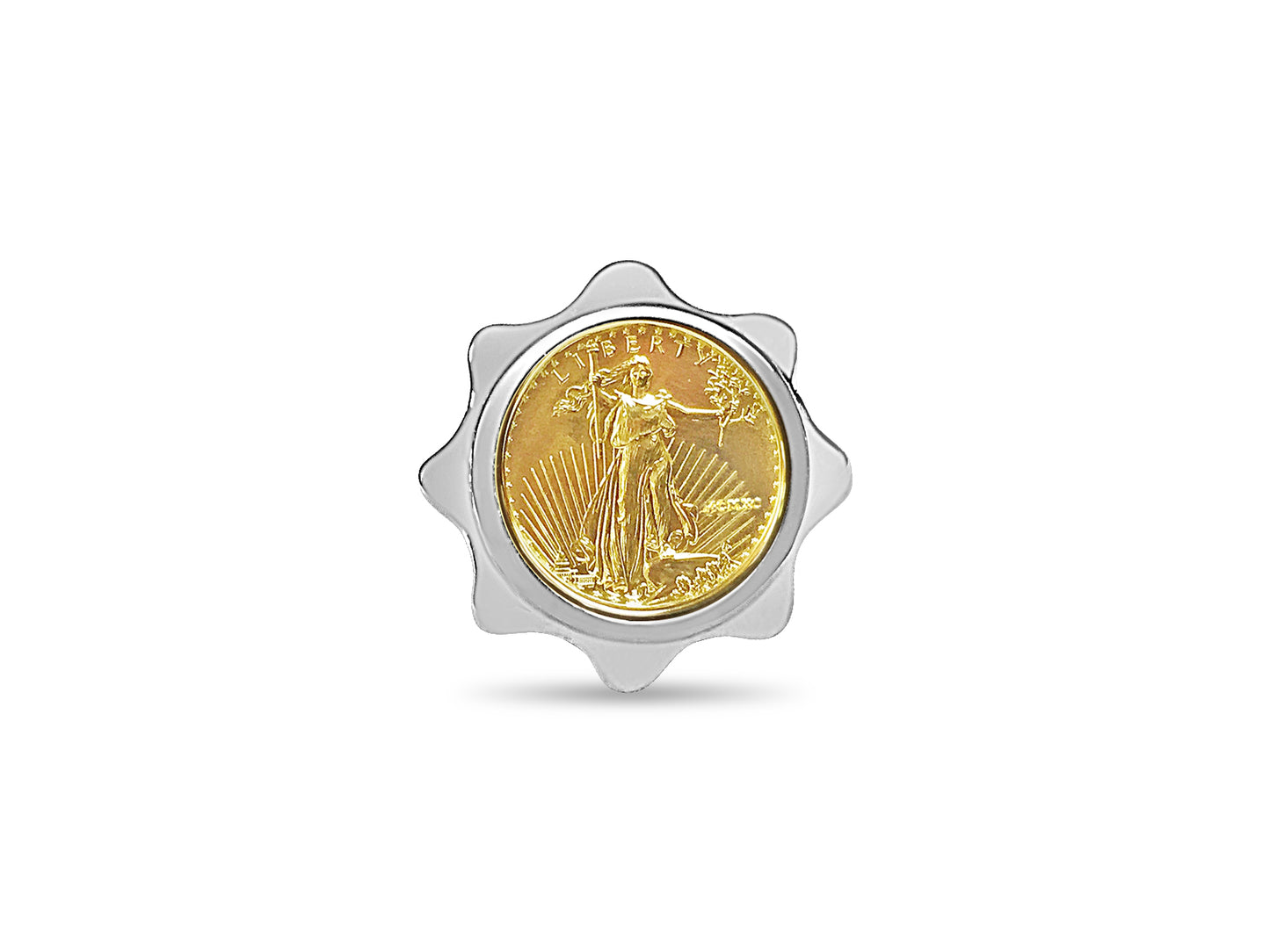 Fancy Ladies Solid White/Yellow/Rose Gold Handmade Coin Ring , 1/10oz Coin ,