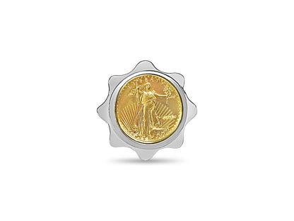 Fancy Ladies Solid White/Yellow/Rose Gold Handmade Coin Ring , 1/10oz Coin ,