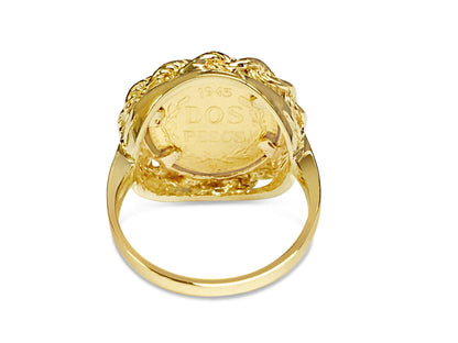 Fancy Solid White/Yellow/Rose Gold Handmade Coin Ring , Dos Pesos Coin ,