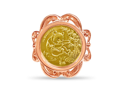 Fancy Ladies Solid White/Yellow/Rose Gold Handmade Coin Ring , Chinese Panda Bear Coin ,