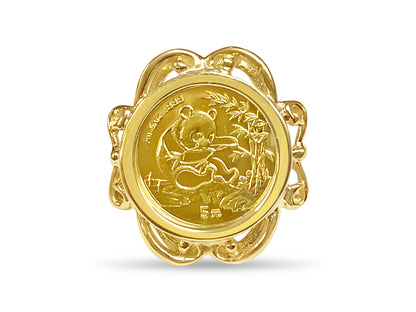 Fancy Ladies Solid White/Yellow/Rose Gold Handmade Coin Ring , Chinese Panda Bear Coin ,