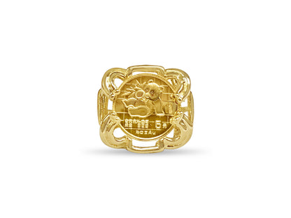 Fancy Ladies Solid White/Yellow/Rose Gold Handmade Coin Ring , Chinese Panda Bear Coin ,