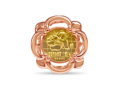 Fancy Solid White/Yellow/Rose Gold Handmade Coin Ring , Chinese Panda Bear Coin ,