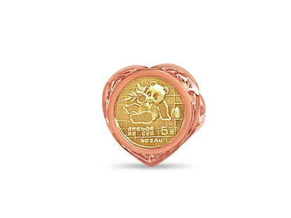 Fancy Ladies Solid White/Yellow/Rose Gold Handmade Coin Ring , Chinese Panda Bear Coin ,