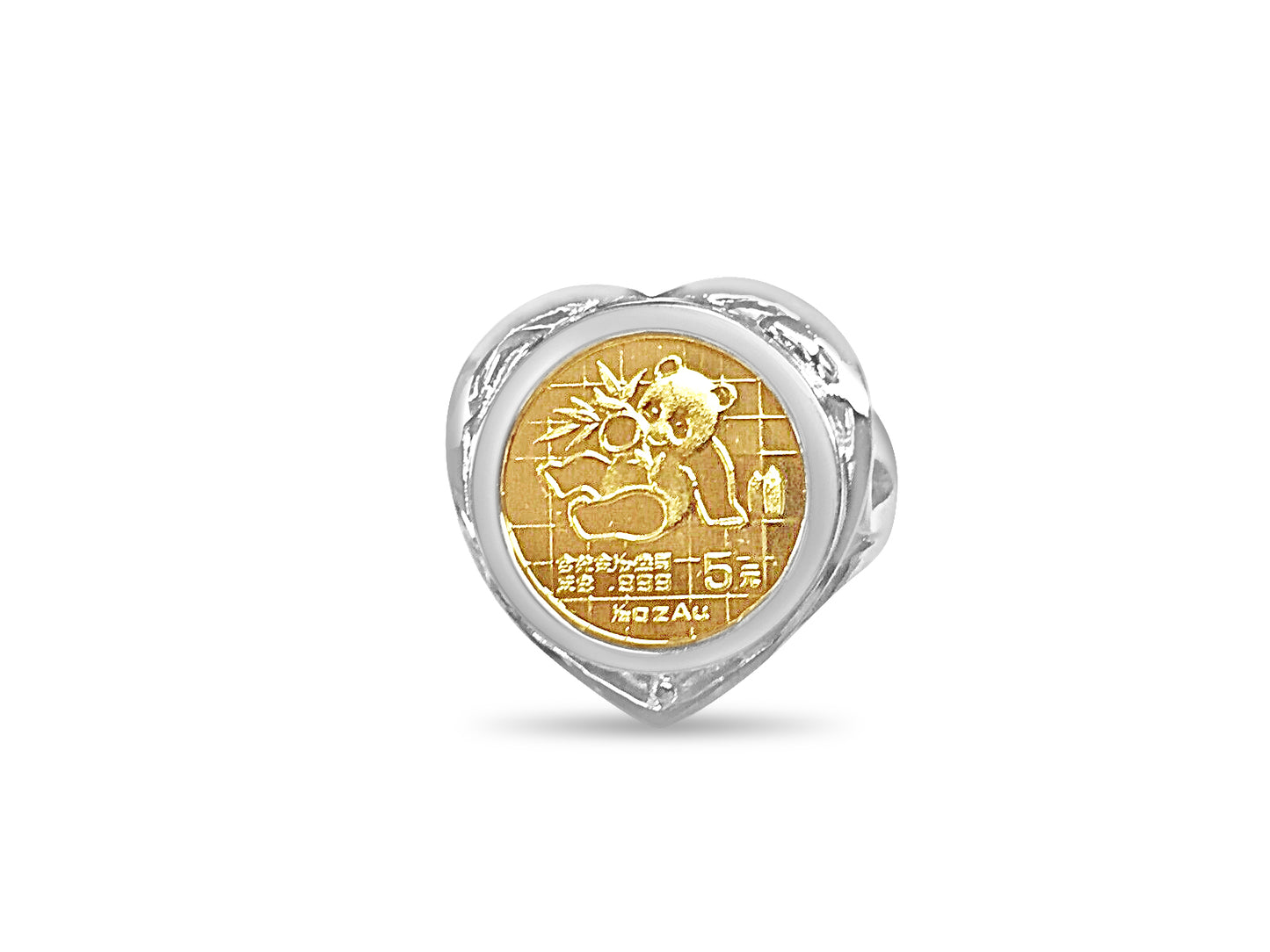 Fancy Ladies Solid White/Yellow/Rose Gold Handmade Coin Ring , Chinese Panda Bear Coin ,