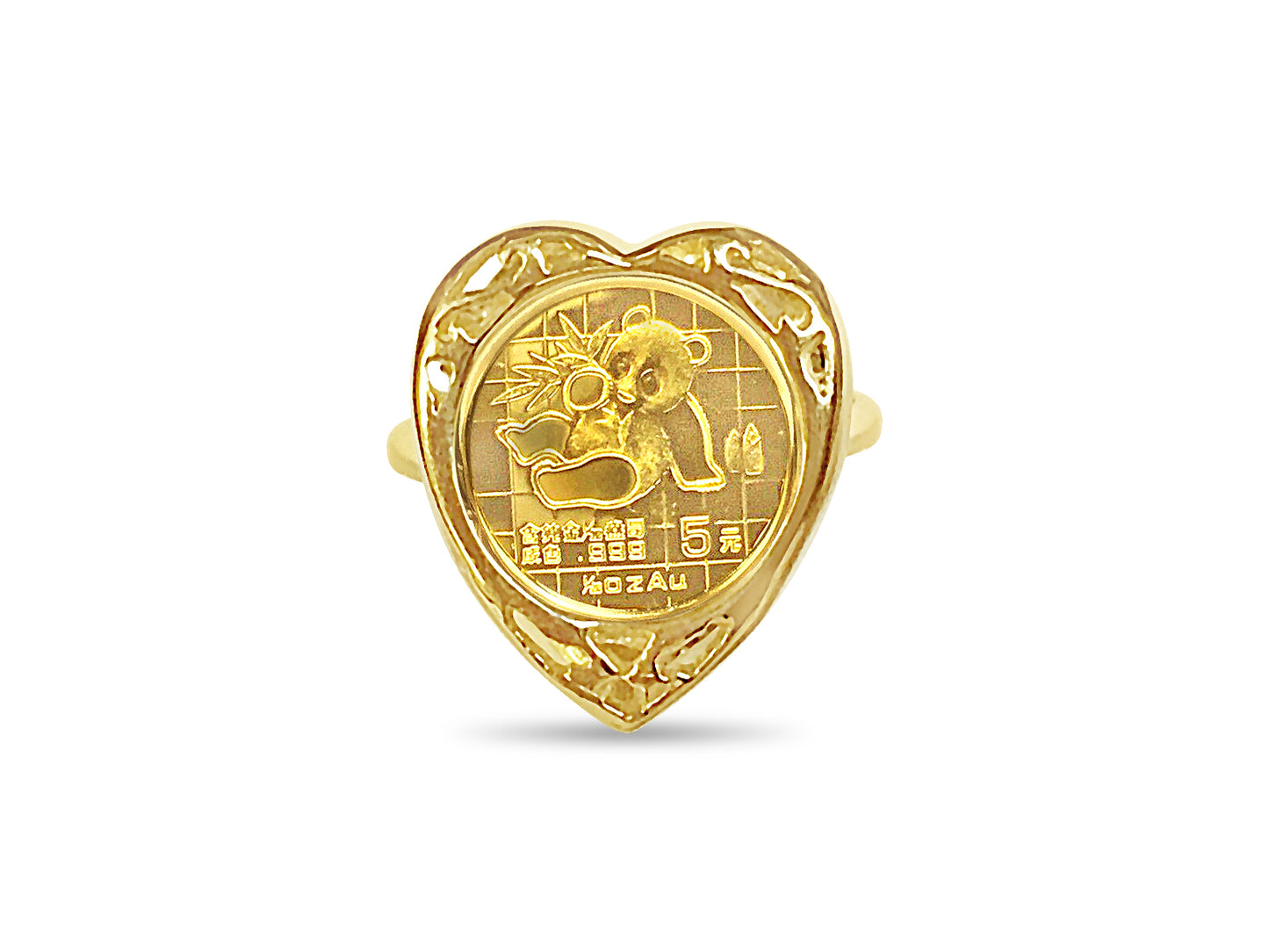 Fancy Ladies Solid White/Yellow/Rose Gold Handmade Coin Ring , Chinese Panda Bear Coin ,