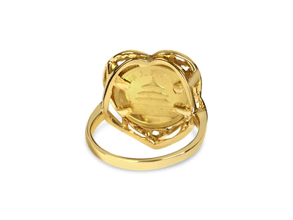 Fancy Ladies Solid White/Yellow/Rose Gold Handmade Coin Ring , Chinese Panda Bear Coin ,