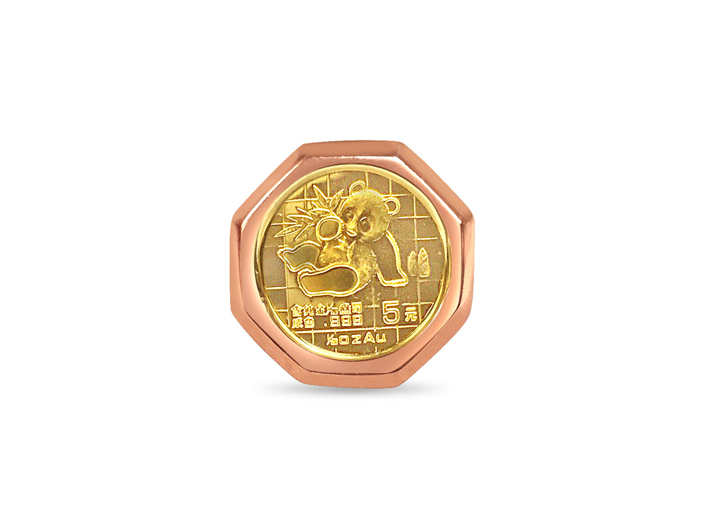 Fancy Ladies Solid White/Yellow/Rose Gold Handmade Coin Ring , Chinese Panda Bear Coin ,