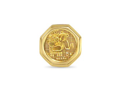 Fancy Ladies Solid White/Yellow/Rose Gold Handmade Coin Ring , Chinese Panda Bear Coin ,