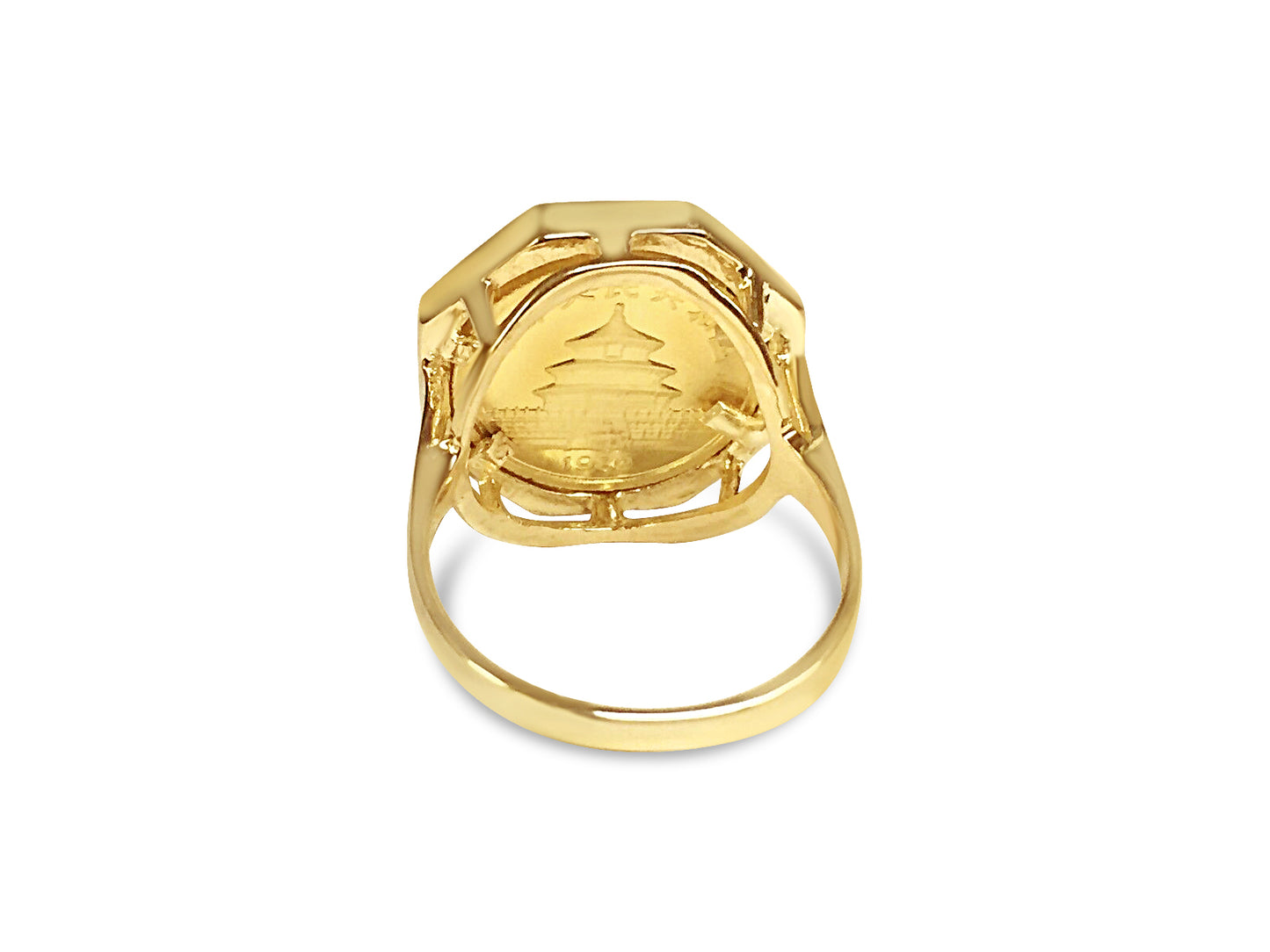 Fancy Ladies Solid White/Yellow/Rose Gold Handmade Coin Ring , Chinese Panda Bear Coin ,