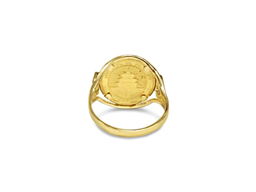 Fancy Ladies Solid White/Yellow/Rose Gold Handmade Coin Ring , Chinese Panda Bear Coin ,