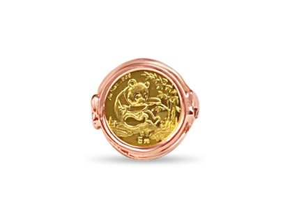 Fancy Ladies Solid White/Yellow/Rose Gold Handmade Coin Ring , Chinese Panda Bear Coin ,