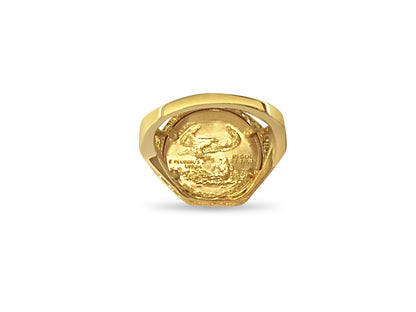 Fancy Ladies Solid White/Yellow/Rose Gold Handmade Coin Ring , 1/10oz Coin ,