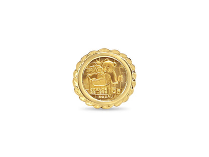 Fancy Solid White/Yellow/Rose Gold Handmade Coin Ring , Chinese Panda Bear Coin ,