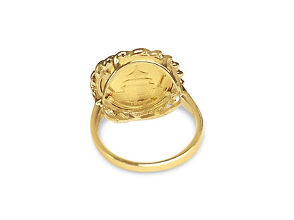 Fancy Solid White/Yellow/Rose Gold Handmade Coin Ring , Chinese Panda Bear Coin ,