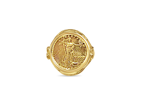 Fancy Ladies Solid White/Yellow/Rose Gold Handmade Coin Ring , 1/10oz Coin ,