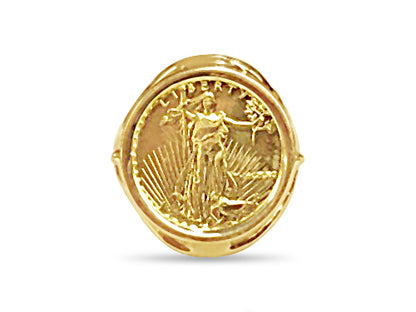 Fancy Ladies Solid White/Yellow/Rose Gold Handmade Coin Ring , 1/10oz Coin ,