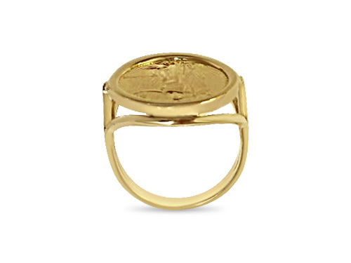 Fancy Ladies Solid White/Yellow/Rose Gold Handmade Coin Ring , 1/10oz Coin ,