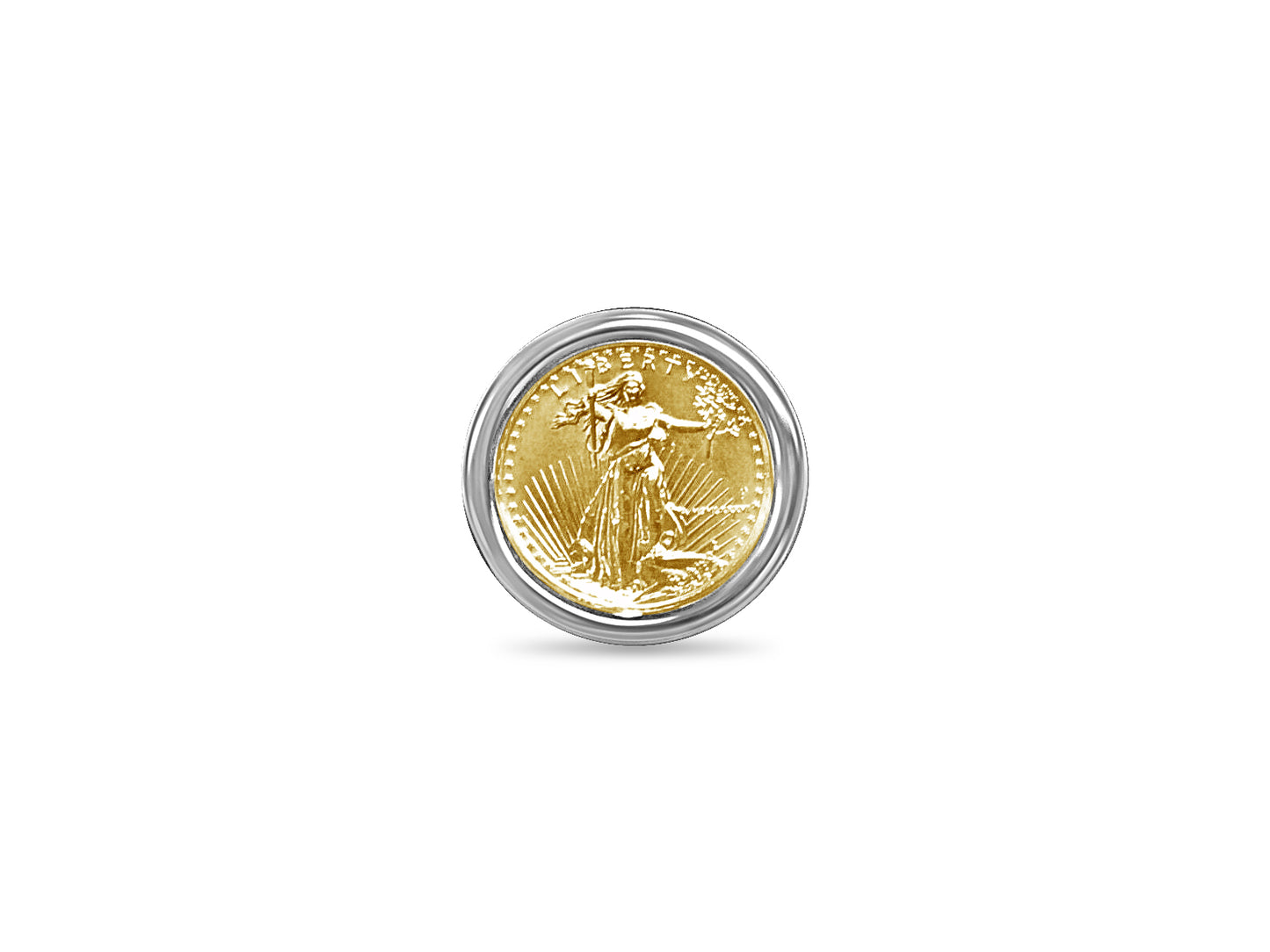 Fancy Solid White/Yellow/Rose Gold Handmade Coin Ring , 1/4oz Coin ,