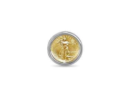 Fancy Solid White/Yellow/Rose Gold Handmade Coin Ring , 1/4oz Coin ,