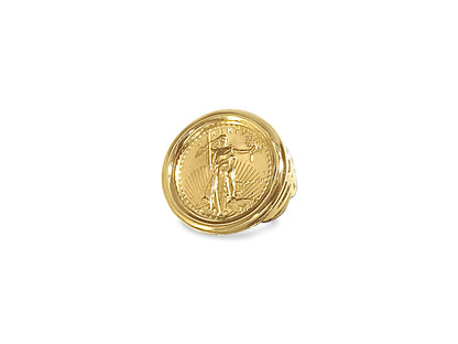 Fancy Solid White/Yellow/Rose Gold Handmade Coin Ring , 1/4oz Coin ,