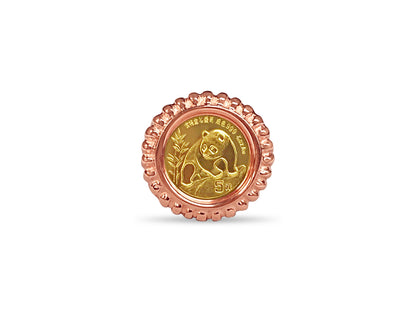 Fancy Solid White/Yellow/Rose Gold Handmade Coin Ring , Chinese Panda Bear Coin ,