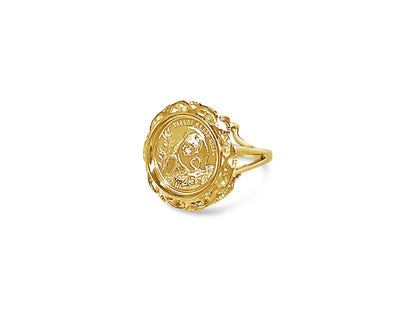 Fancy Solid White/Yellow/Rose Gold Handmade Coin Ring , Chinese Panda Bear Coin ,